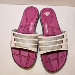 Adidas Supercloud white grey and pink slides size W9 US